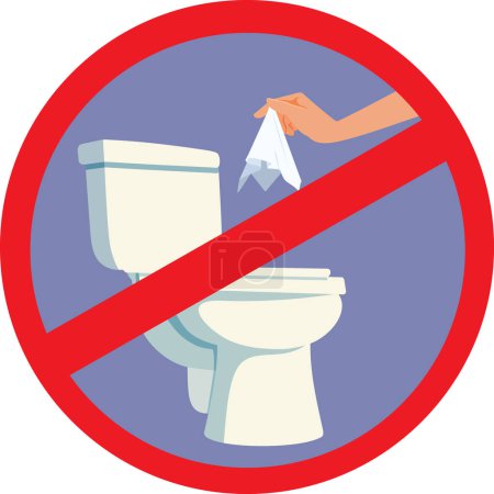 Warnung davor, Feuchttücher nicht in Toiletten-Vektor-Icon zu werfen