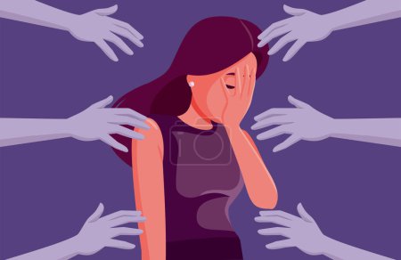 Stressed Woman Being Harassed by People Vector Concept Illustration