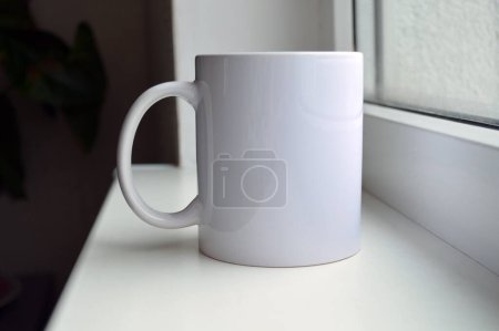 Photo for White ceramic cup for applying image and photo - Royalty Free Image