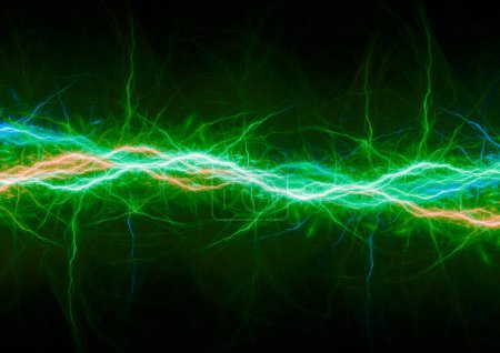 Photo for Green lightning, electrical background abstract - Royalty Free Image