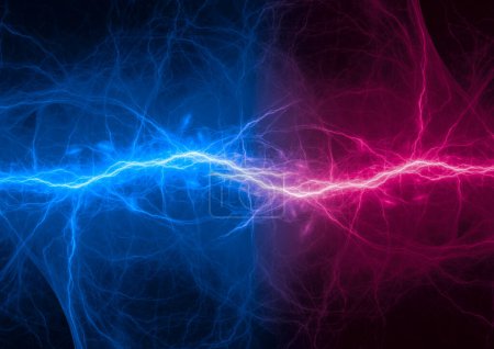 Photo for Purple and blue neon lightning background, electrical abstract - Royalty Free Image