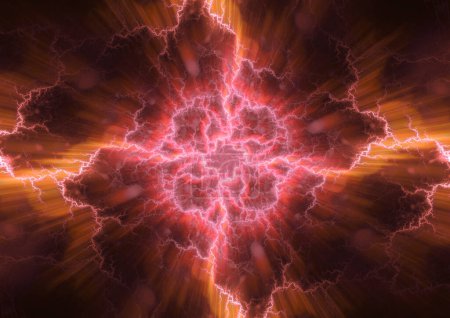 Photo for Hot red plasma lightning, abstract energy background - Royalty Free Image