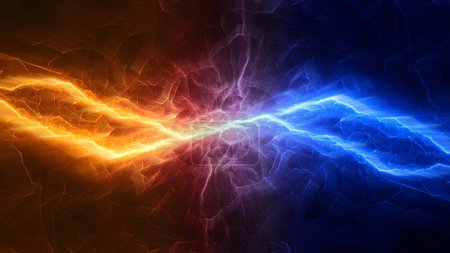 Photo for Fire and Ice fractal lightning background, electrical abstract - Royalty Free Image