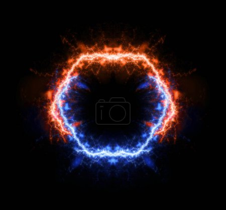 Photo for Red And Blue circle lightning, abstract electrical element - Royalty Free Image