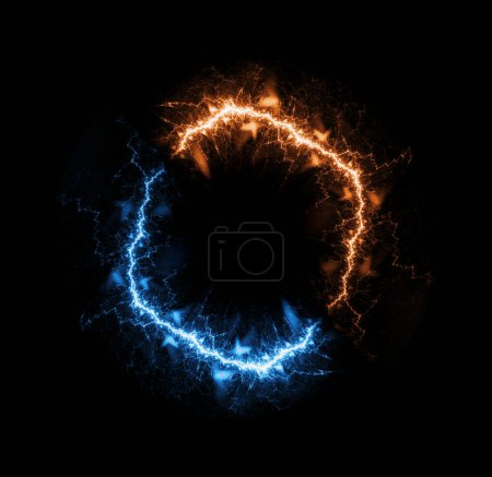 Photo for Fire and ice circle lightning, abstract electrical element - Royalty Free Image