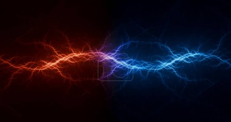 Photo for Red and blue fractal lightning background, electrical abstract - Royalty Free Image
