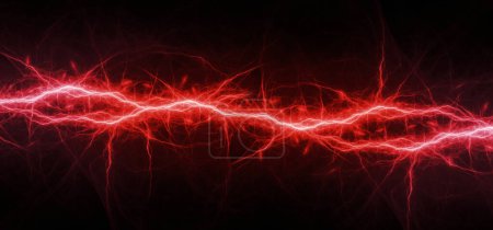 Photo for Red lightning, cold electrical discharge, element danger - Royalty Free Image