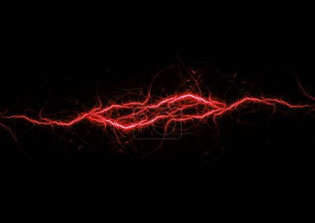 Photo for Red abstract lightning, plasma and power element background - Royalty Free Image