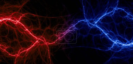 Photo for Burning hot and freezing cold plasma lightning, abstract energy and electricity background - Royalty Free Image