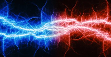 Photo for Hot red and cold blue electrical lightning background - Royalty Free Image