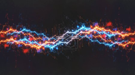 Photo for Hot orange and cold blue electrical lightning background - Royalty Free Image