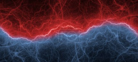 Photo for Red and blue lightning, abstract electrical background - Royalty Free Image