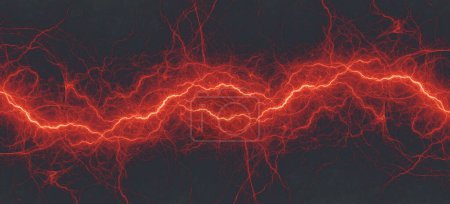 Photo for Red lightning, abstract electrical background - Royalty Free Image