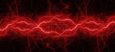 Photo for Red lightning, abstract electrical background - Royalty Free Image