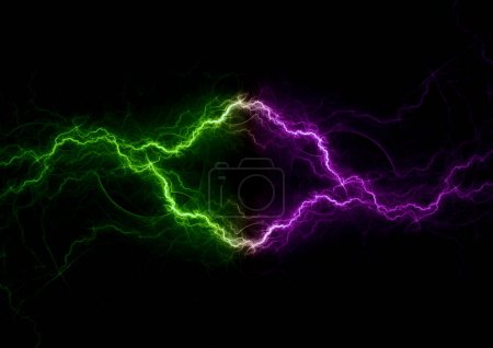 Photo for Green and purple neon lightning - Royalty Free Image