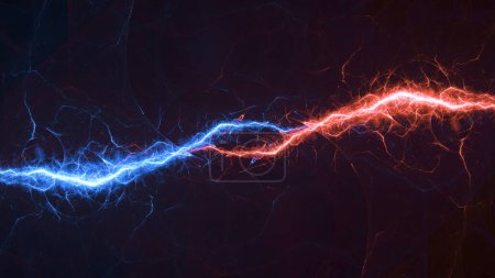 Photo for Hot orange and cold blue electrical lightning background - Royalty Free Image