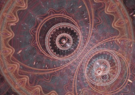 Photo for Abstract mechanical fractal, time and steampunk background - Royalty Free Image