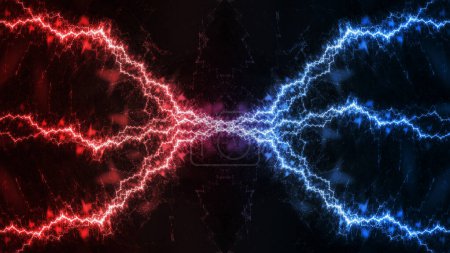 Photo for Hot red and cold blue electrical lightning background - Royalty Free Image