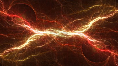Photo for Red fiery plasma, abstract electrical lightning - Royalty Free Image