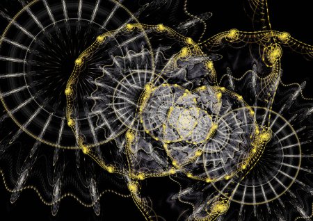 Téléchargez les photos : Golden abstrait fractale mécanique, le temps et le fond steampunk - en image libre de droit