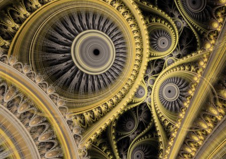 Photo for Cogwheel fractal background, mechanical and steampunk design - Royalty Free Image