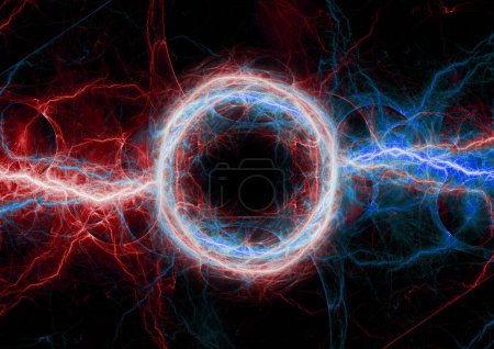 Photo for Fire and ice plasma lightning, abstract energy and electricity background - Royalty Free Image