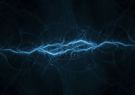 Photo for Cool blue abstract lightning, plasma and power element background - Royalty Free Image