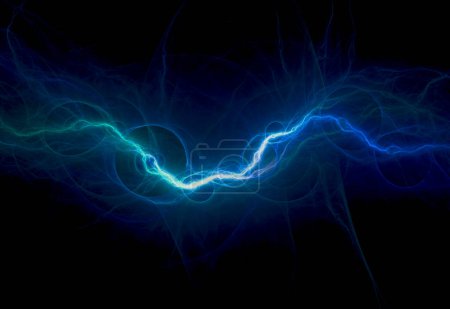 Photo for Blue electrical lightning background, abstract power and plasma - Royalty Free Image