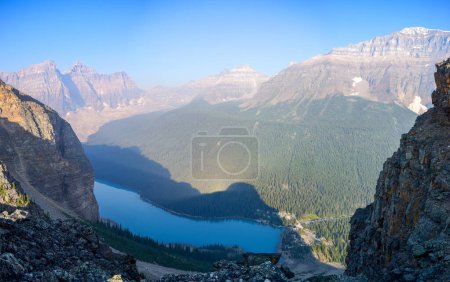 Unusuall view of the famous Morraine Lake, Banff national park, Alberta Canada