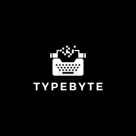 Ilustración de Pixel retro typewriter logo vector icon illustration - Imagen libre de derechos