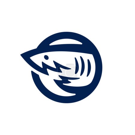 Ilustración de Shark head round emblem logo vector icon illustration - Imagen libre de derechos