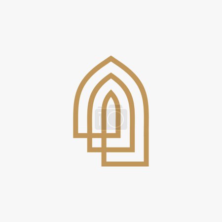 Illustration for Mihrab niche arch door logo vector icon illustration - Royalty Free Image