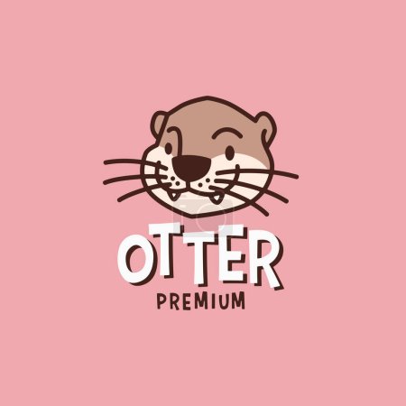 Illustration for Otter head retro cartoon logo vector illustration - Royalty Free Image
