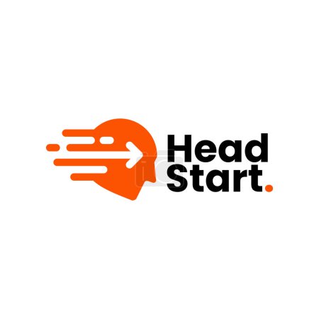 Ilustración rápida del icono del vector del logotipo de guion rápido de Head Start Front Forward Arrow