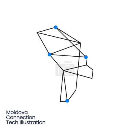 Téléchargez les illustrations : Moldavie Technologie de connexion Logo polygonal géométrique Illustration d'icône vectorielle - en licence libre de droit