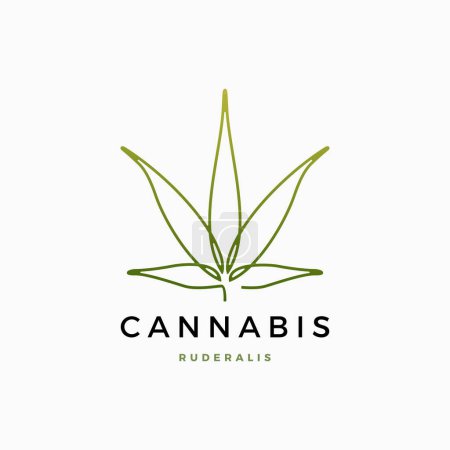 Téléchargez les illustrations : Cannabis Ruderalis ligne continue logo vectoriel icône illustration - en licence libre de droit