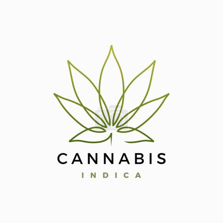 Téléchargez les illustrations : Cannabis indica ligne continue logo vectoriel icône illustration - en licence libre de droit
