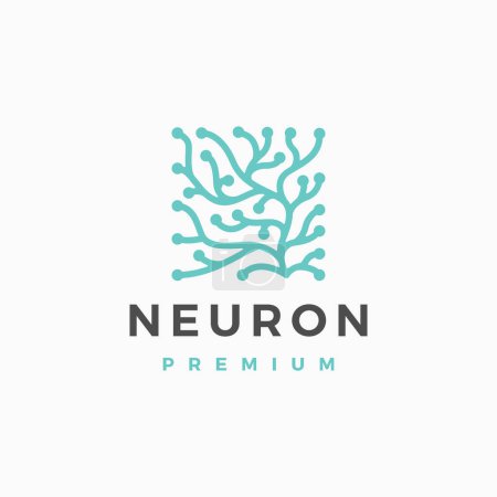 neurona algas cuadradas logotipo vector icono ilustración