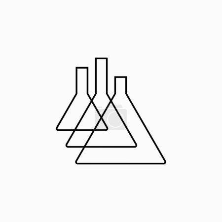 trois laboratoire flacon verrerie laboratoire contour logo vectoriel icône illustration