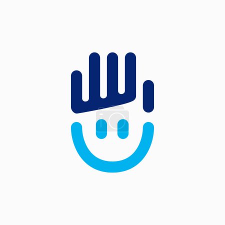Hand Lächeln hoch fünf Gesicht Logo Vektor Symbol Illustration