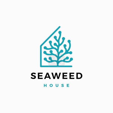 Illustration for Neuron house seaweed logo vector icon illustration - Royalty Free Image