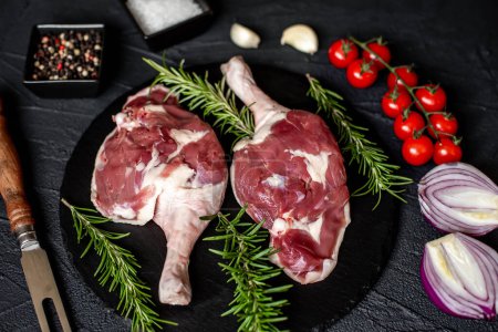 Photo for Raw lamb legs with spices, close up view, food concept - Royalty Free Image