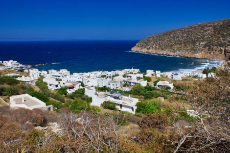 Photo for Naxos, Greek Island, Greece - 08 21 2021 Coastal village of Zeus Bay, during the summer tour of island Naxos. - Royalty Free Image