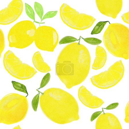 Photo for Lemon different sizes blue sticker background. Pattern with lemon and leaves. - Royalty Free Image