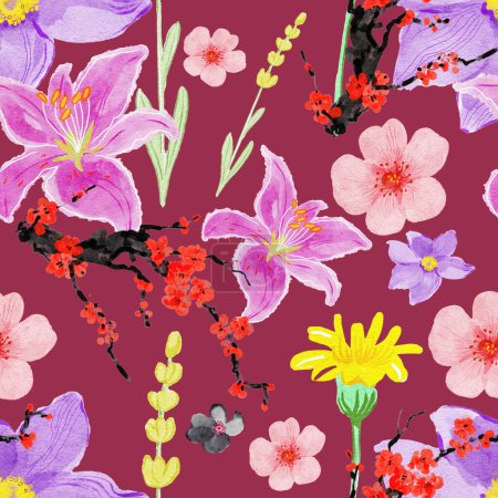 Téléchargez les photos : Modèle de fleur de camomille de fleur sauvage dans un style aquarelle. Nom complet de la plante : camomille. Aquarelle fleur sauvage pour fond, texture, motif enveloppant, cadre ou bordure
. - en image libre de droit