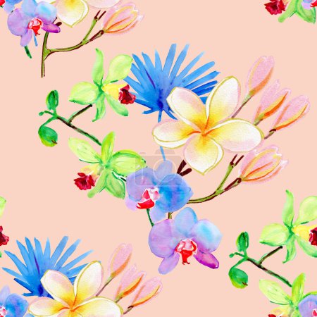 Téléchargez les photos : Flower print. Elegance seamless pattern. Abstract seamless pattern with plants, herbs and flowers, botanical illustration. - en image libre de droit