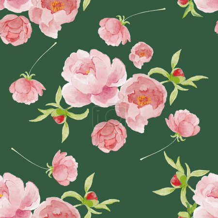 Photo for Seamless pattern with peony flowers. beautiful watercolor illustration - Royalty Free Image
