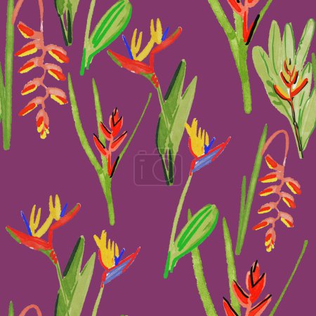 Téléchargez les photos : Couleur motif aquarelle sans couture de belles fleurs - en image libre de droit