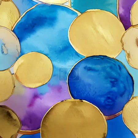 Foto de Fondo creativo con círculos abstractos pintados al óleo. puntos de acuarela abstracta. - Imagen libre de derechos