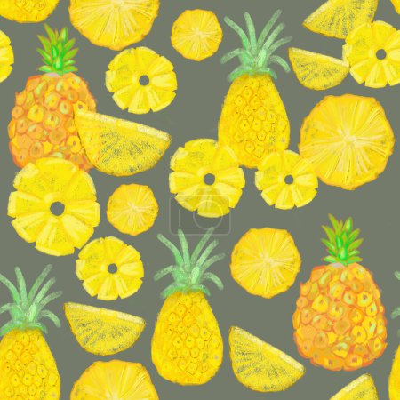 Photo for Yellow fruits on dark background. Seamless pattern for design. - Royalty Free Image
